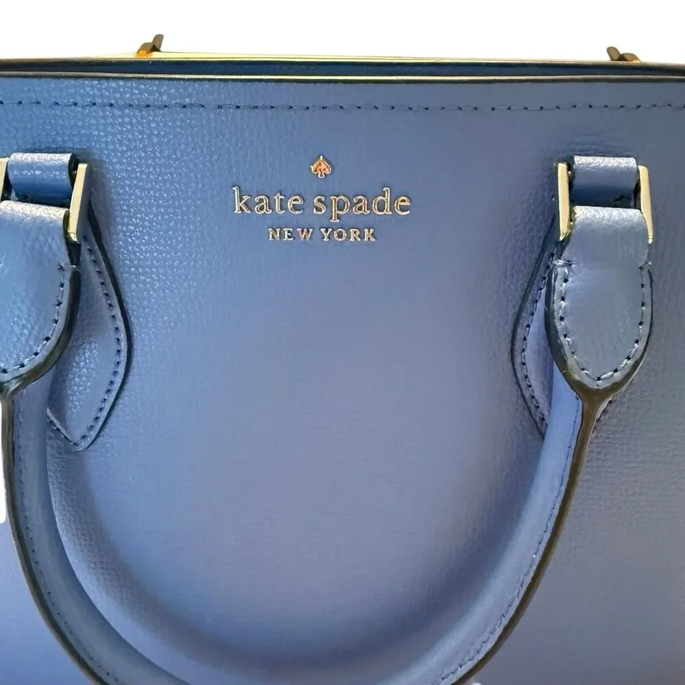 Kate Spade New York | Blue Leather Purse | Crossbody Strap | Top Handle | Zip Cl